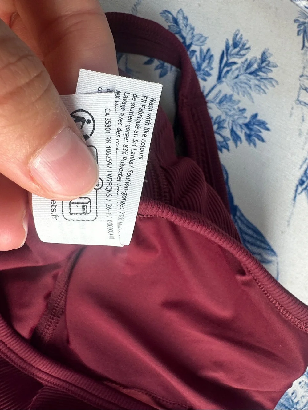 Lululemon Nulu Maroon Ribbed Heart Bra sz XS